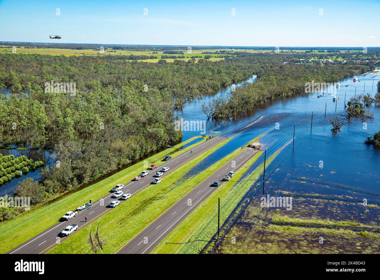 Air and Marine Operations air crews respond to affected areas along Florida's coast after Hurricane Ian made landfall, September 30, 2022. Crews are ready with hoist-capable aircraft to assist anyone in need of emergency extraction. Photo by Ozzy Trevino Stock Photo