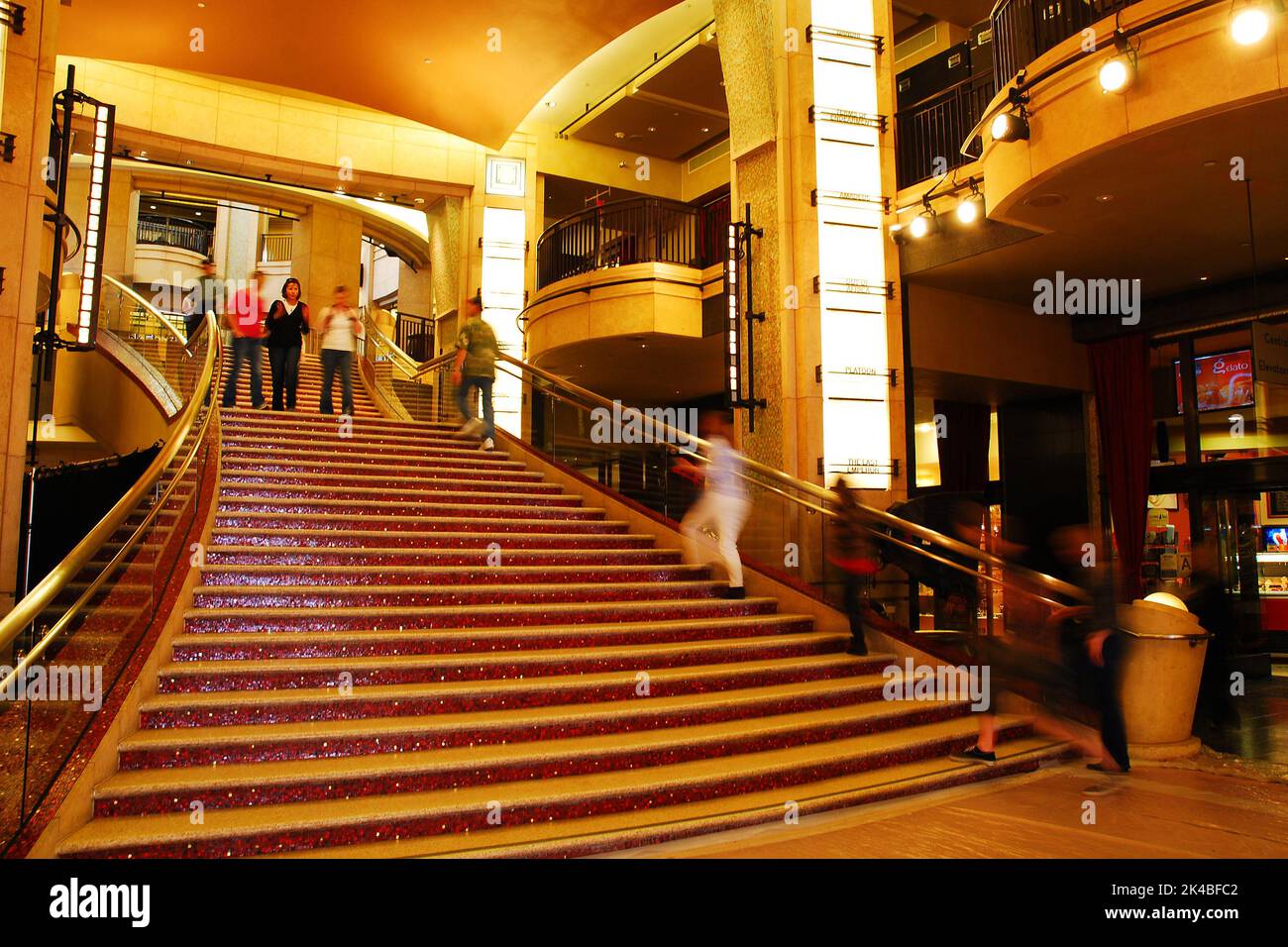 A long stairway leads tp the seating for the Dolby Theater where the Academy Awards, Oscars, are handed to the film makers, technicians and actors Stock Photo