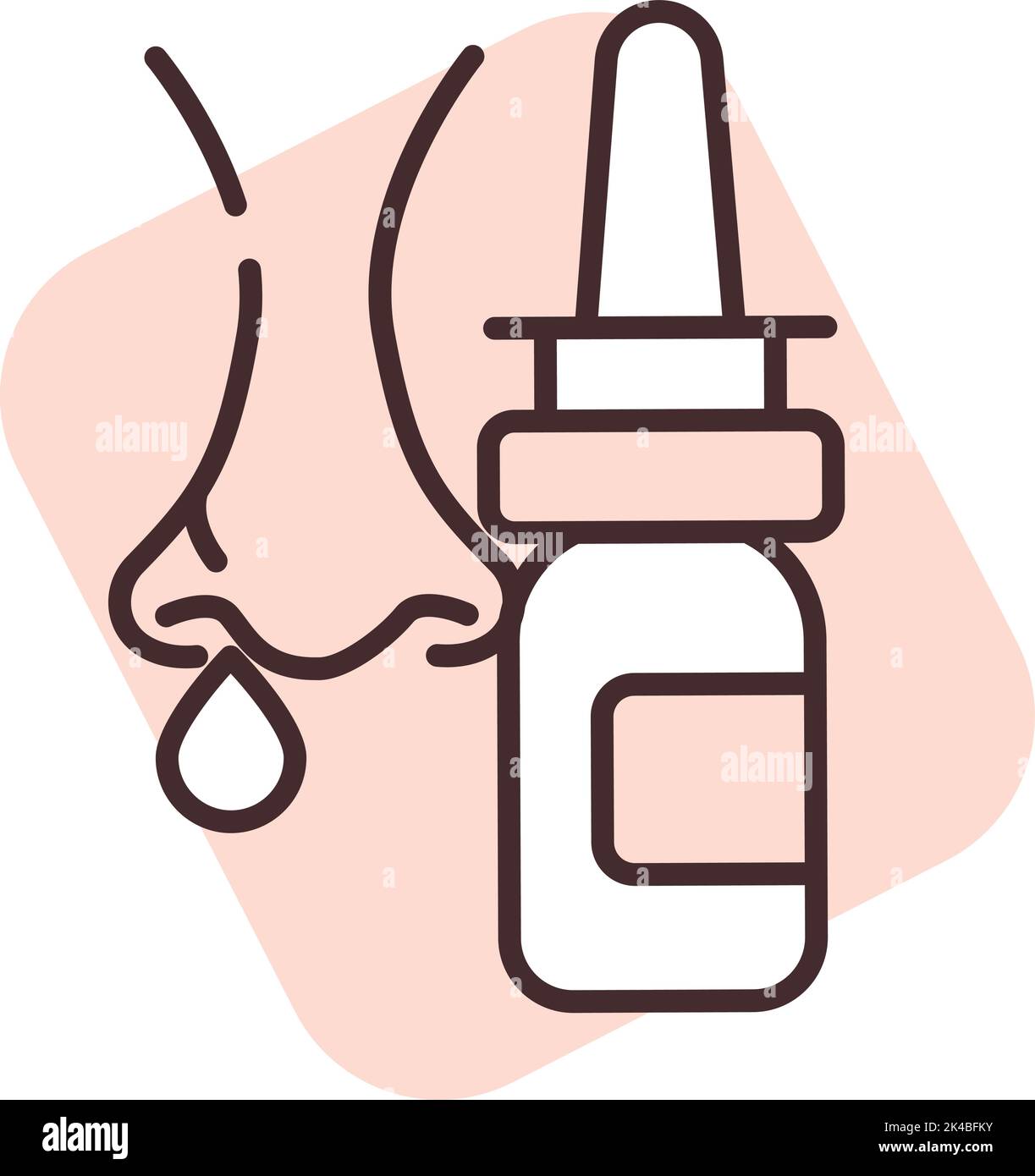 Allergy nose spray, illustration, vector on white background Stock