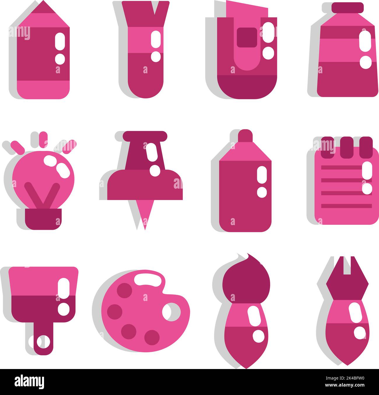 Art tools, illustration, vector on white background. Stock Vector