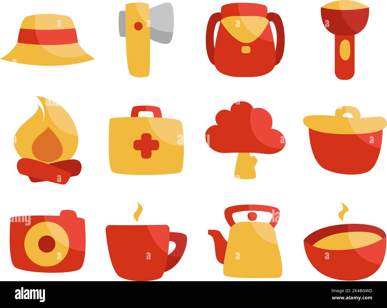 Camping day, illustration, vector on white background. Stock Vector