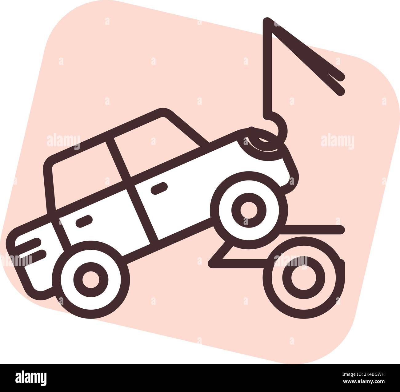 Car towing , illustration, vector on white background. Stock Vector