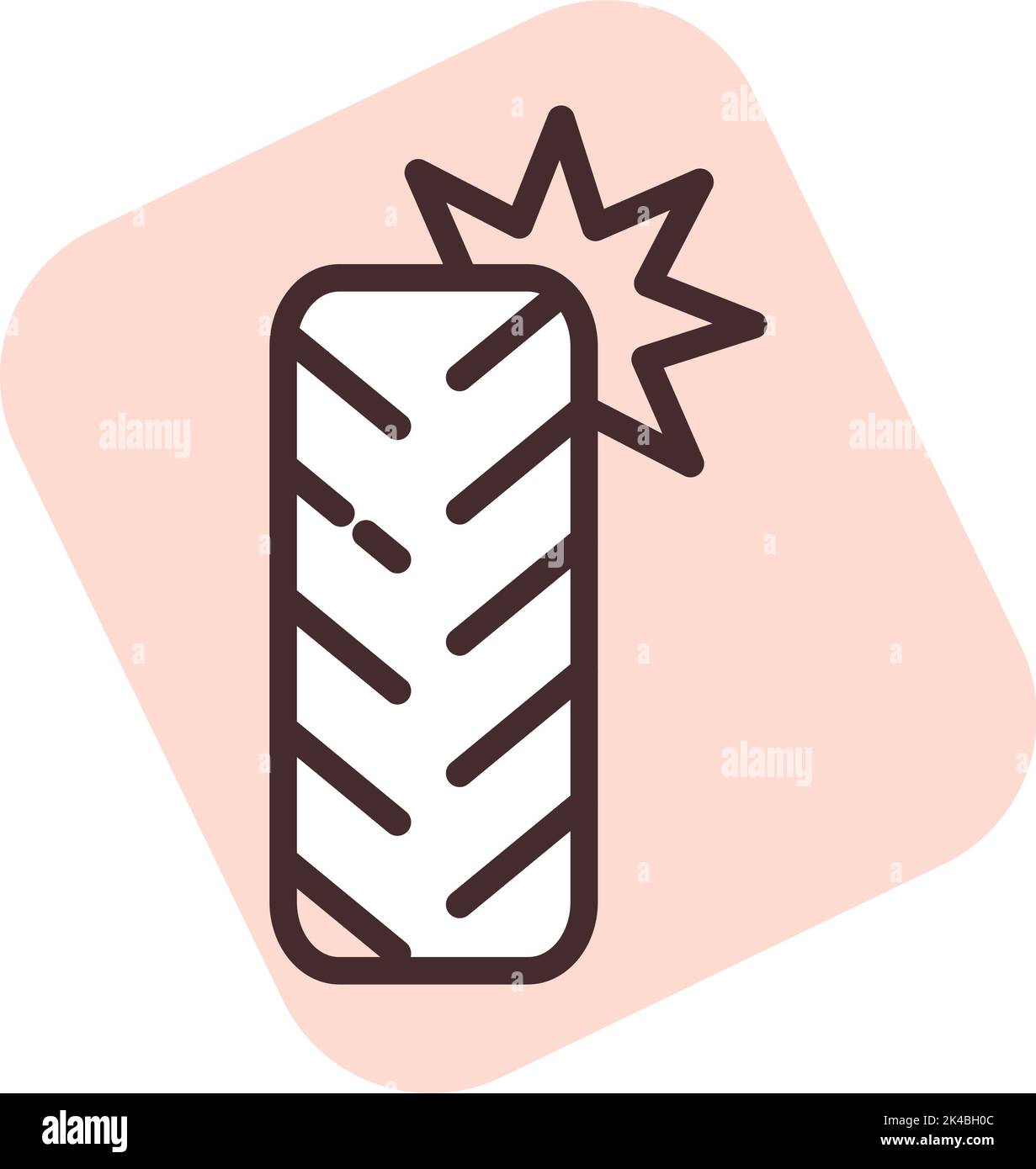 Car accident flat tire, illustration, vector on white background. Stock Vector