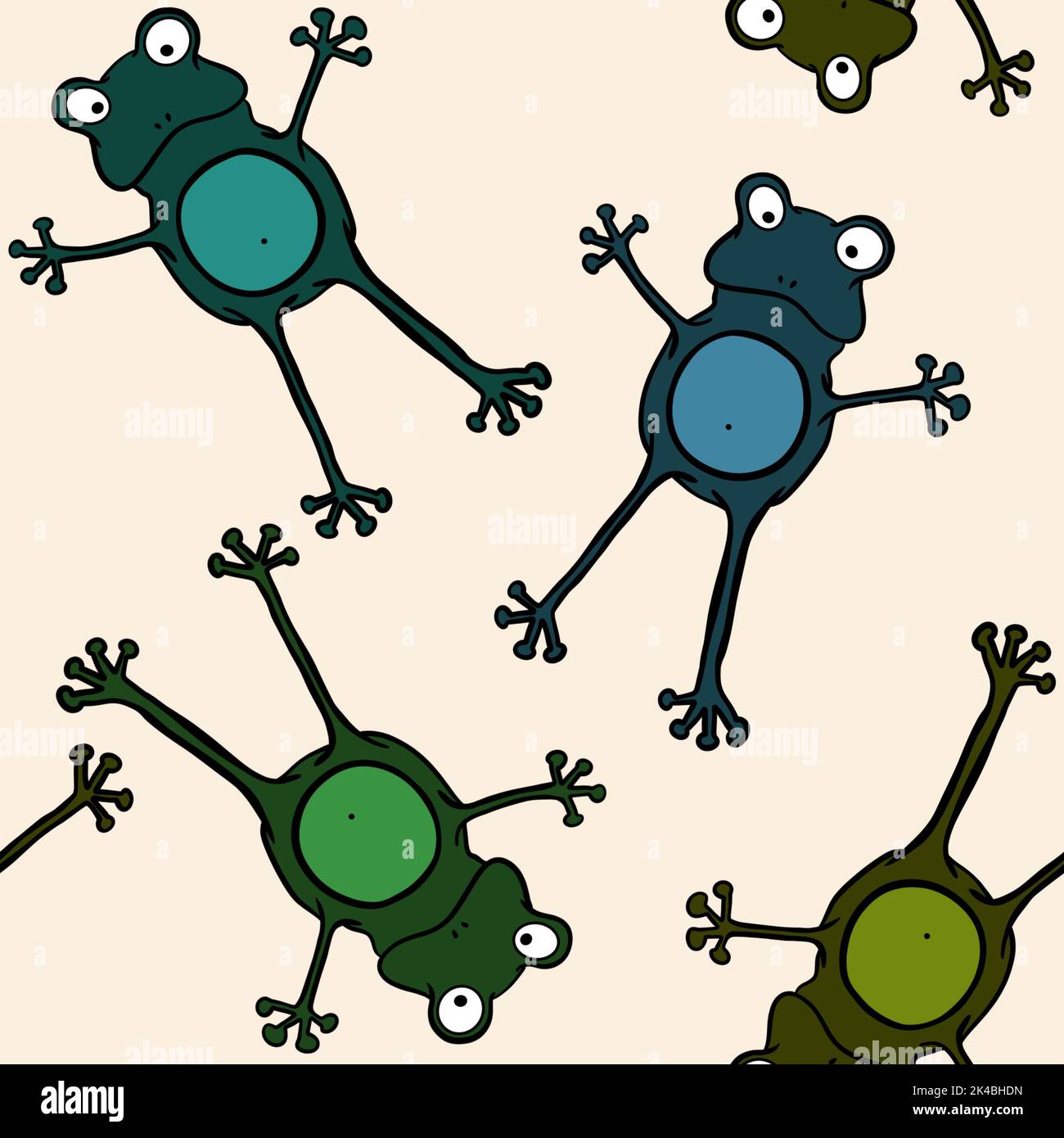 Animals cartoon seamless doodle frogs pattern for wrapping paper and ...