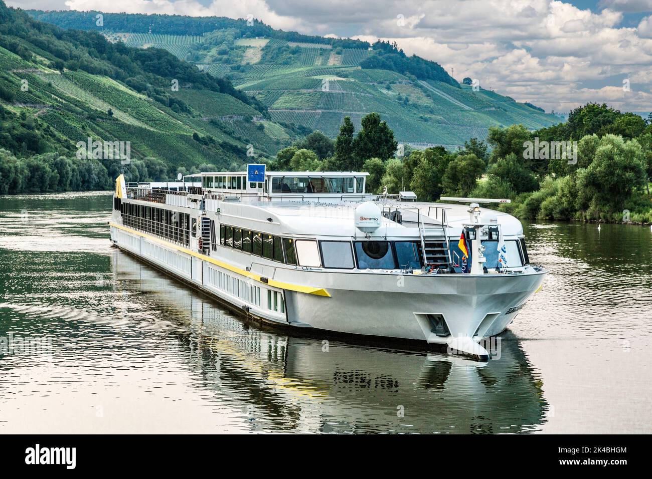 Germany.  River Cruise Boat on the Moselle River. Stock Photo