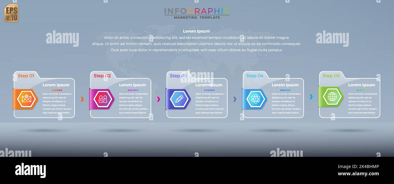Infographic vector design Business colorful template folder 5 options ...