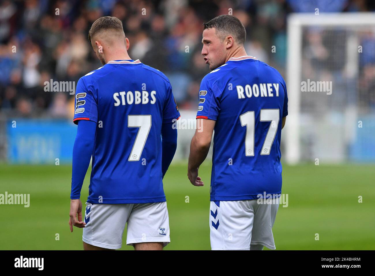 Oldham, UK. 1st October 2022during the Vanarama National League match between Oldham Athletic and Wrexham at Boundary Park, Oldham on Saturday 1st October 2022John Rooney of Oldham Athletic during the Vanarama National League match between Oldham Athletic and Wrexham at Boundary Park, Oldham on Saturday 1st October 2022. Credit: MI News & Sport /Alamy Live News Stock Photo