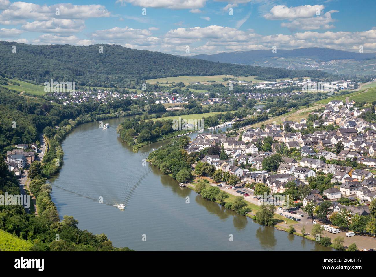 Bernkastel-Kues, Germany, and the Moselle River, Seen from Landshut Castle. Stock Photo