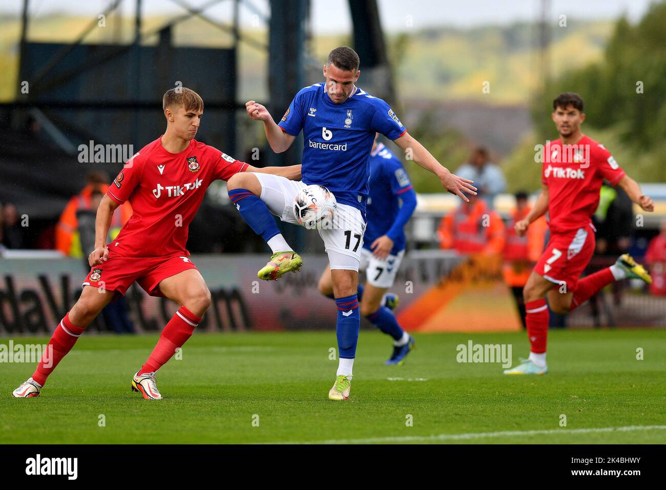 Oldham, UK. 1st October 2022during the Vanarama National League match between Oldham Athletic and Wrexham at Boundary Park, Oldham on Saturday 1st October 2022John Rooney of Oldham Athletic during the Vanarama National League match between Oldham Athletic and Wrexham at Boundary Park, Oldham on Saturday 1st October 2022. Credit: MI News & Sport /Alamy Live News Stock Photo