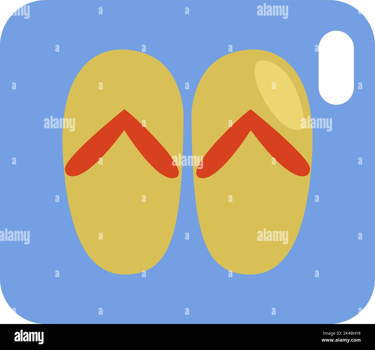 Yellow flip flops, illustration, vector on white background. Stock Vector