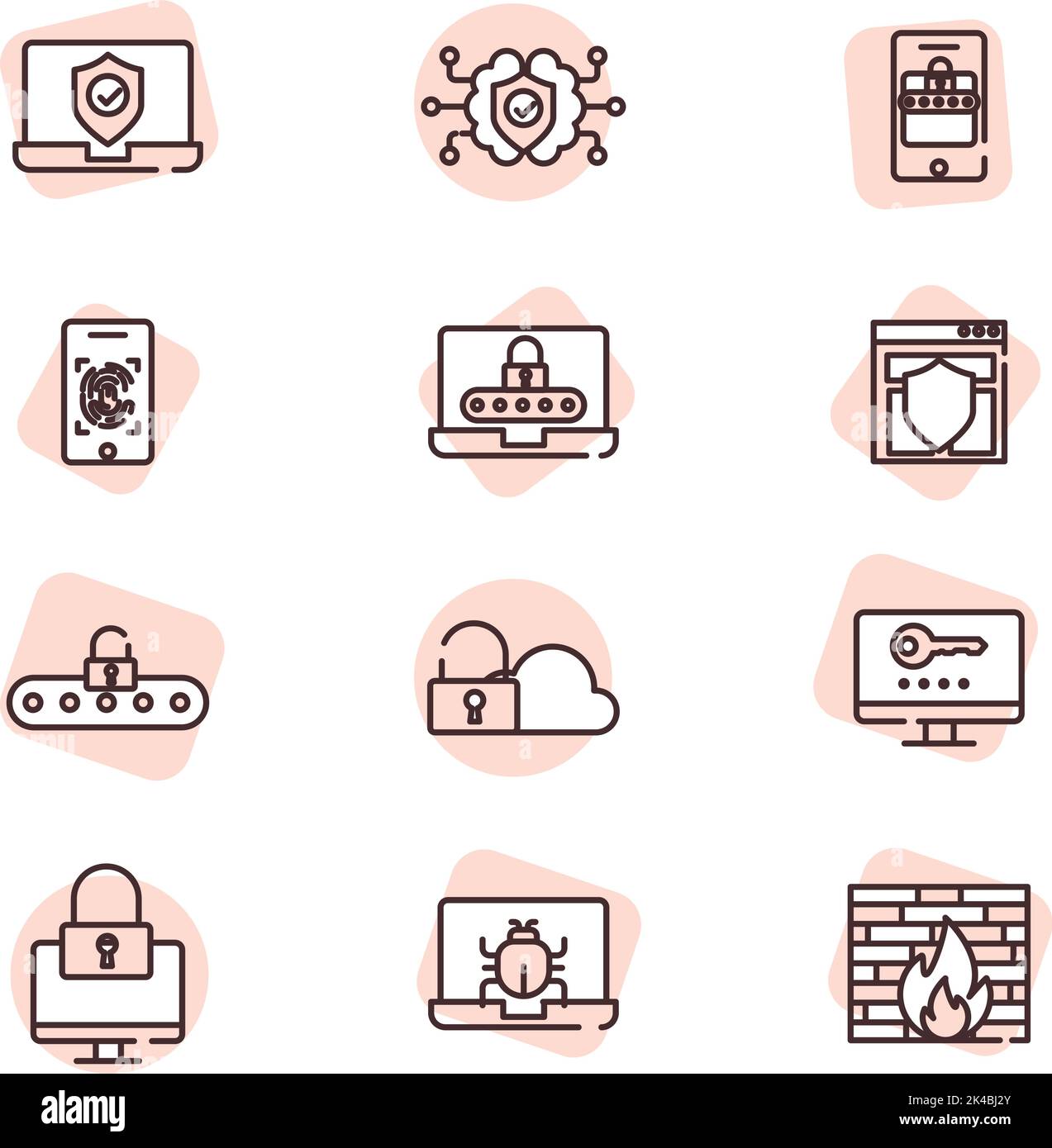 Cyber cloud, illustration, vector on white background. Stock Vector