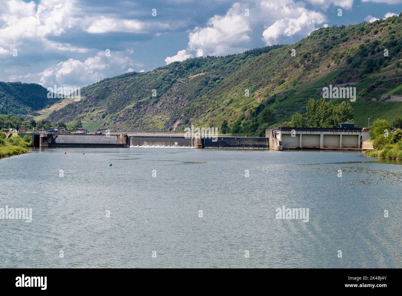 Müden, Germany.  Dam at Moselle River Lock. Stock Photo