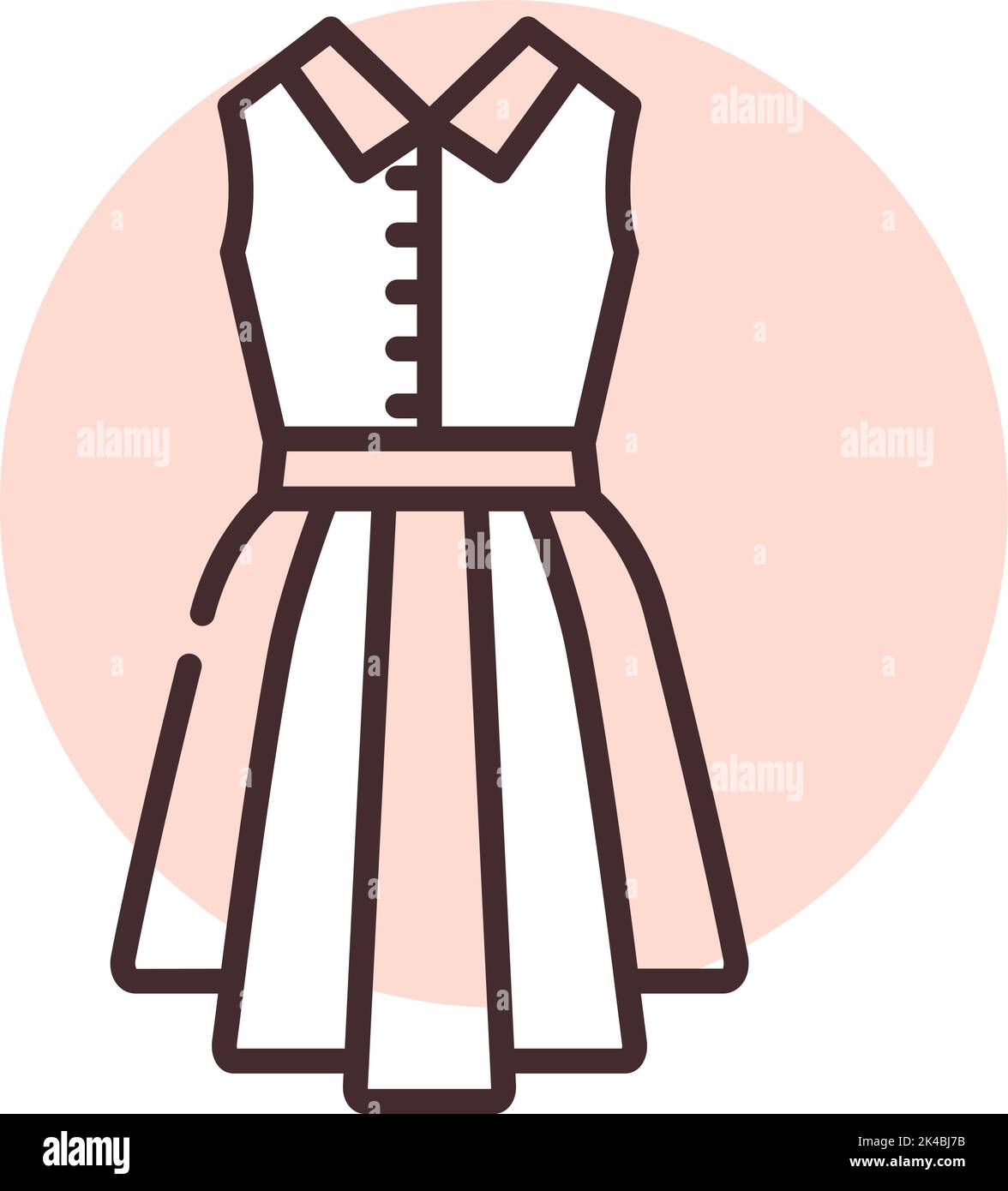 Clothing vintage dress, illustration, vector on white background Stock