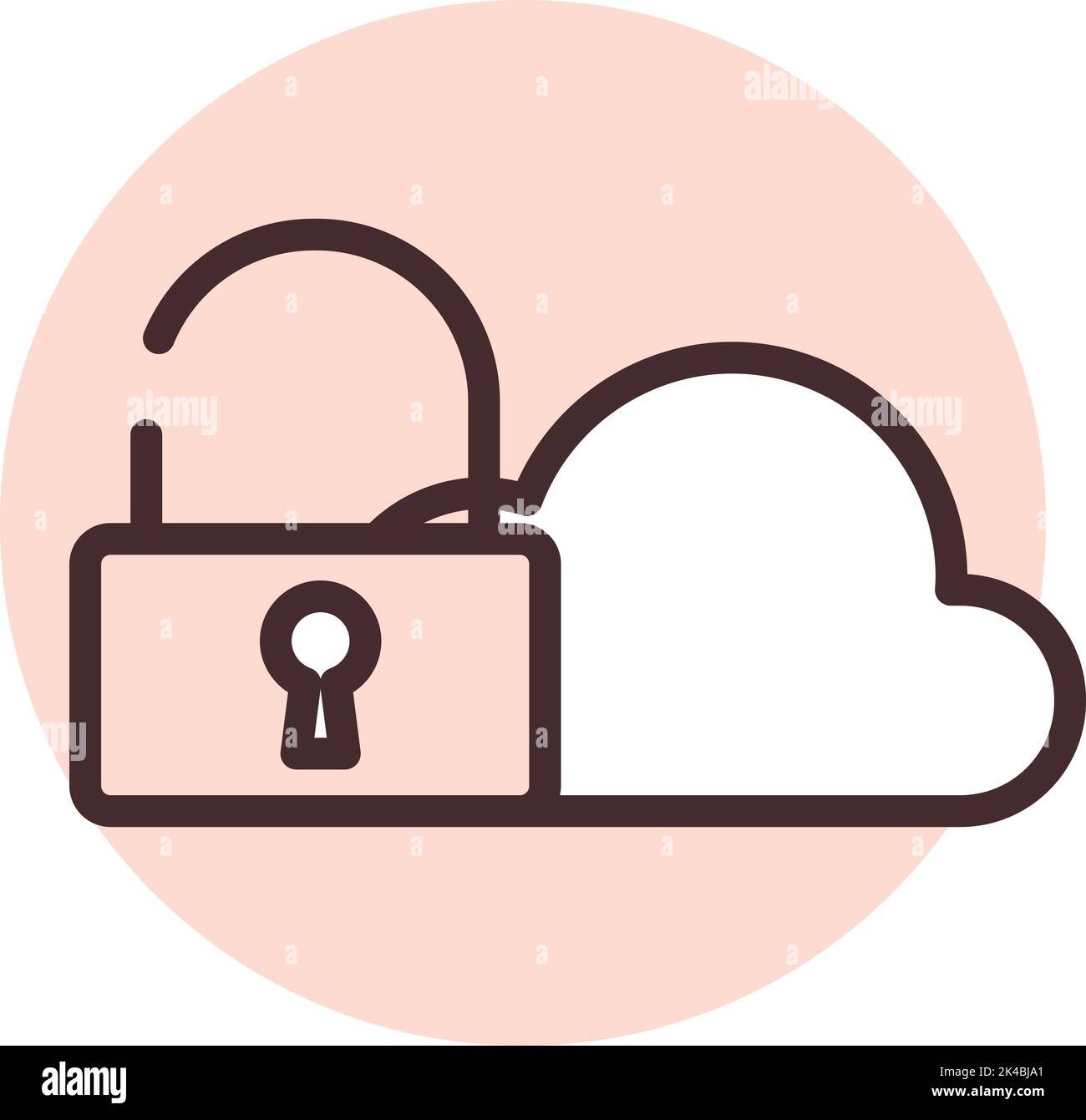 Cyber cloud security, illustration, vector on white background. Stock Vector