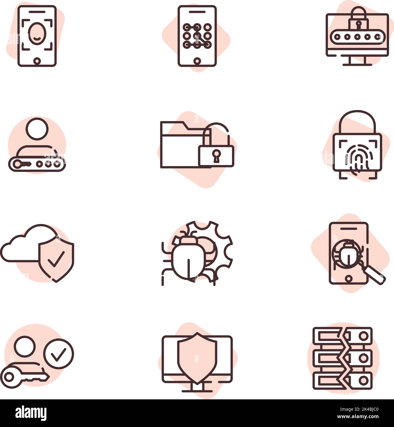 Cyber security, illustration, vector on white background. Stock Vector
