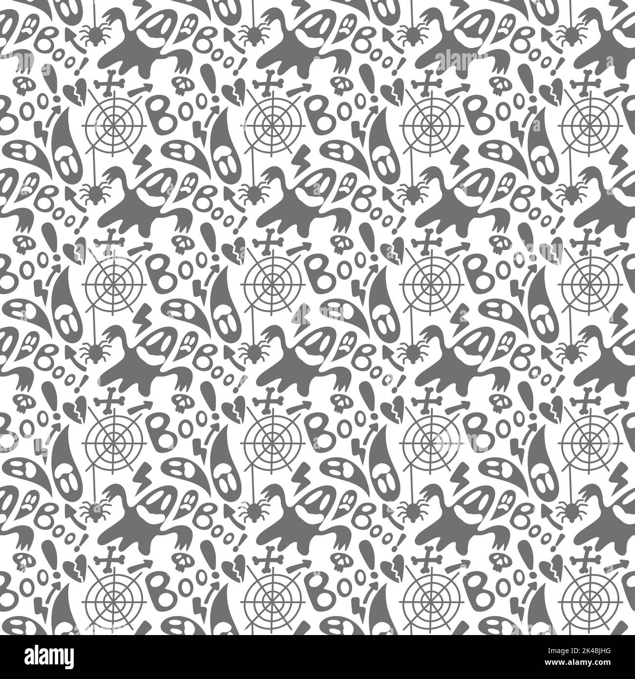 Halloween ghost seamless cartoon spider and web and skulls pattern for wrapping paper and clothes print and kids accessories and fabrics and gif box. Stock Photo