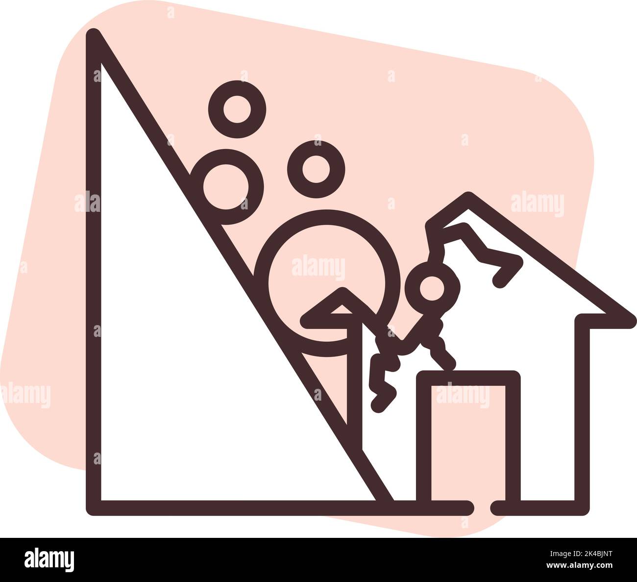 Disaster rocky hill, illustration, vector on white background Stock