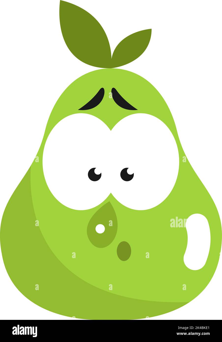 Surprised green pear, illustration, vector on white background. Stock Vector