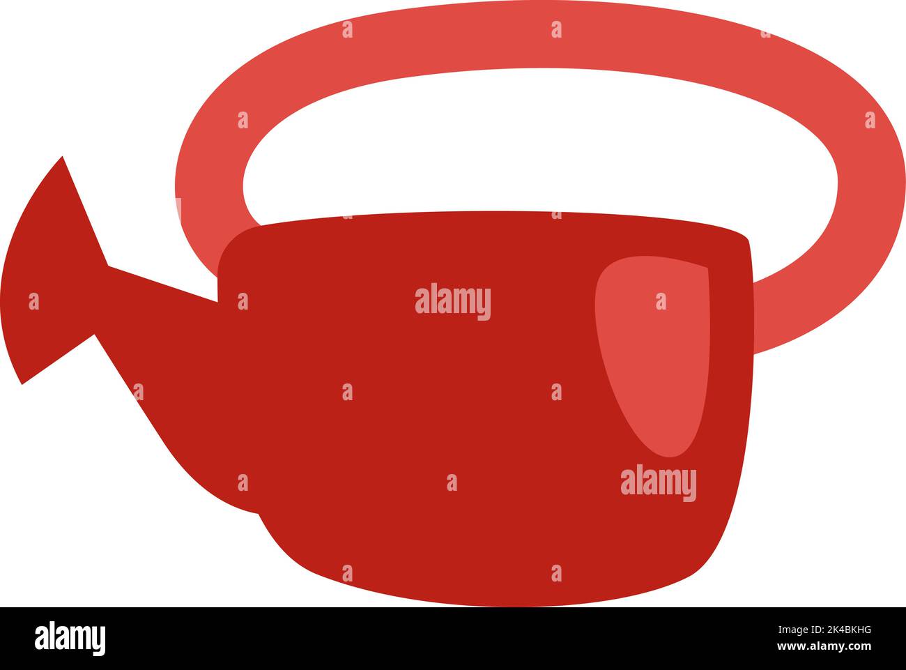 Red watering can, illustration, vector on white background. Stock Vector