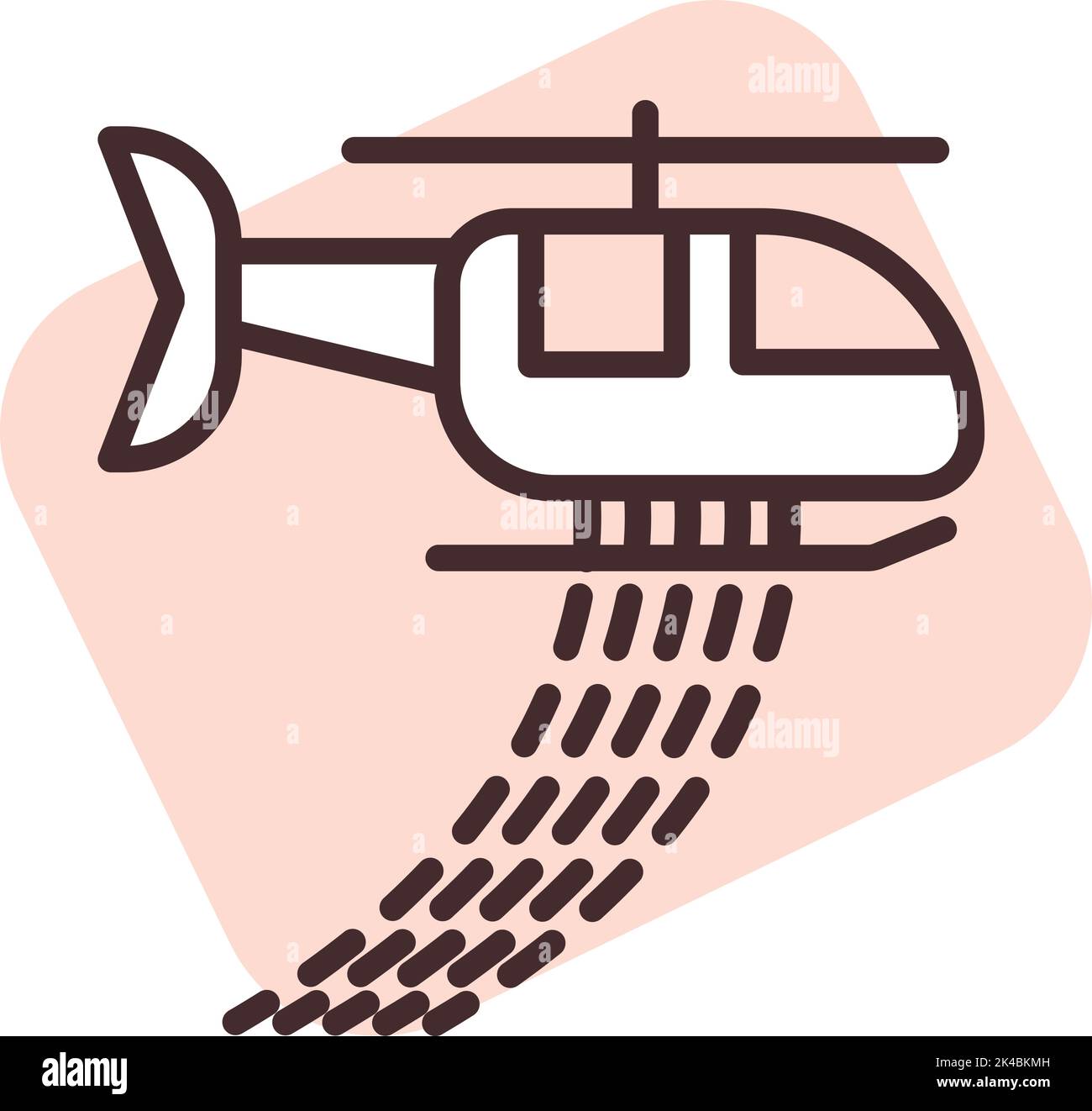 Disaster helicopter help, illustration, vector on white background. Stock Vector