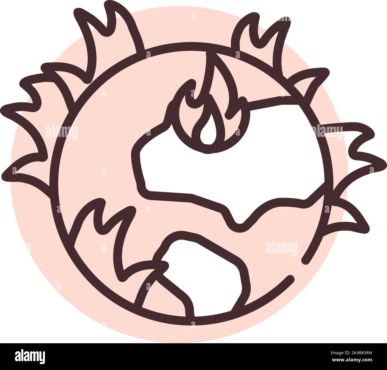 Disaster worldwide global warming, illustration, vector on white background. Stock Vector