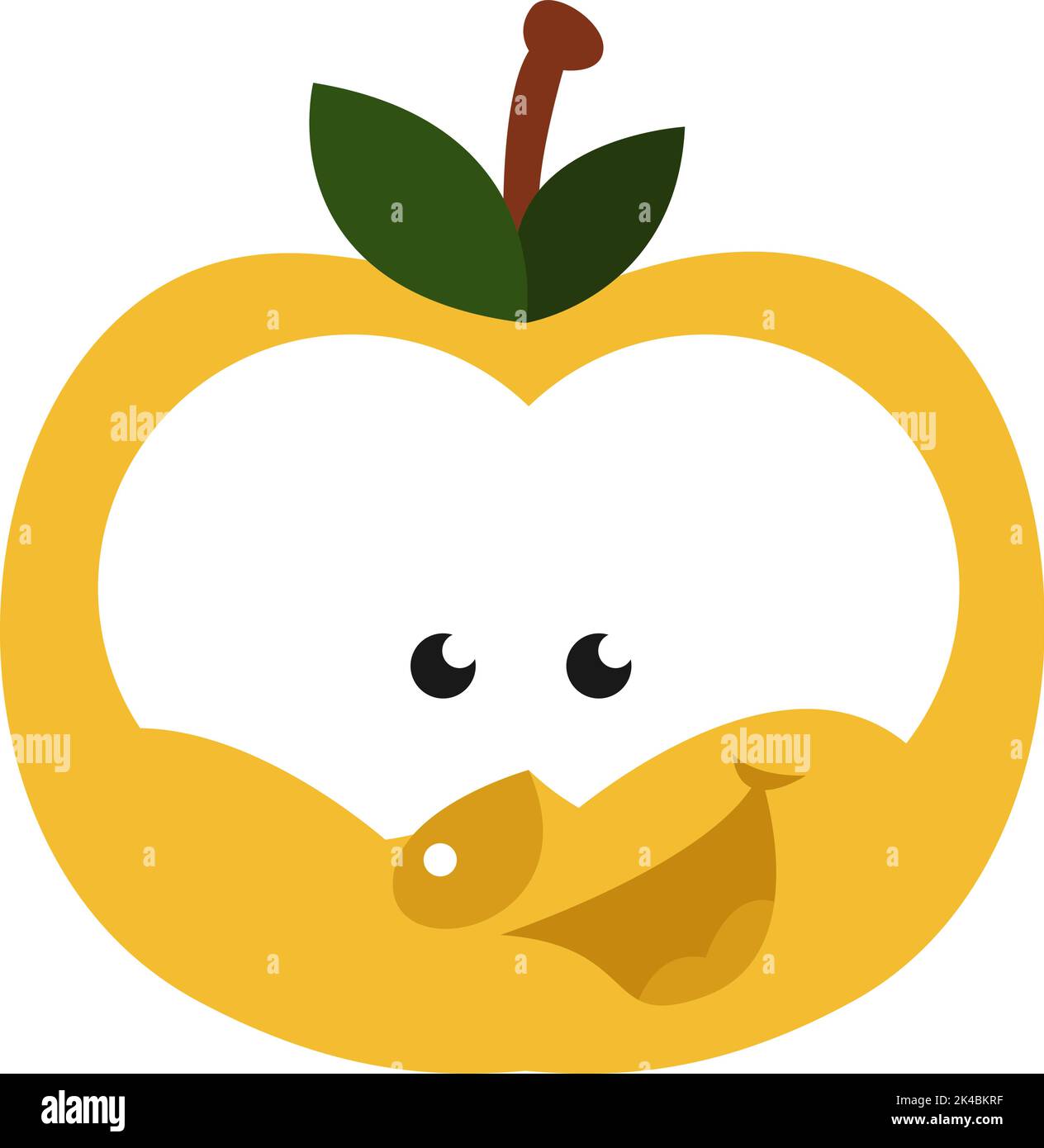 Happy yellow apple, illustration, vector on white background. Stock Vector