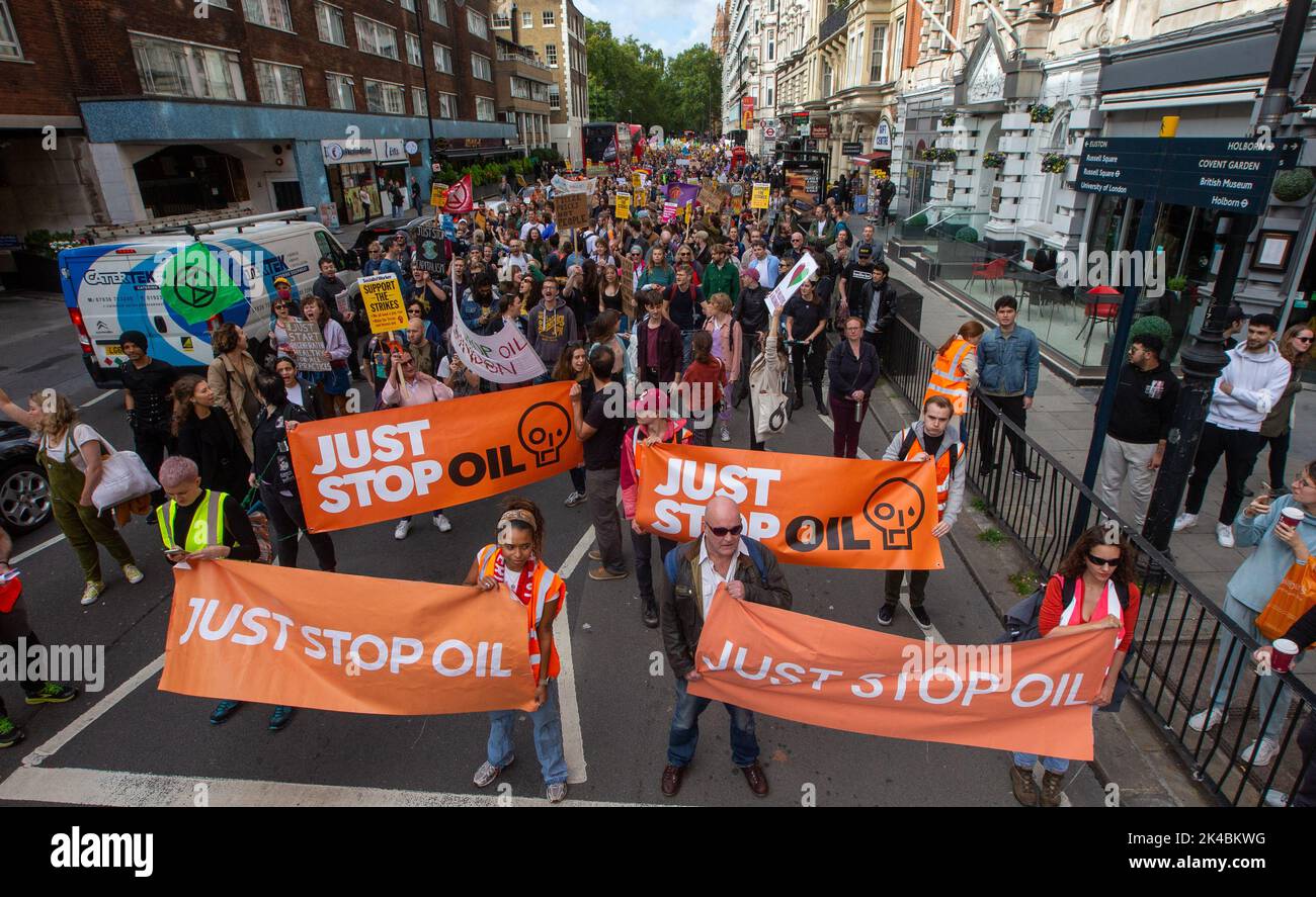 London, England, UK. 1st Oct, 2022. Thousands march in Enough is Enough rally in central London amid cost of living crisis in the UK. (Credit Image: © Tayfun Salci/ZUMA Press Wire) Stock Photo