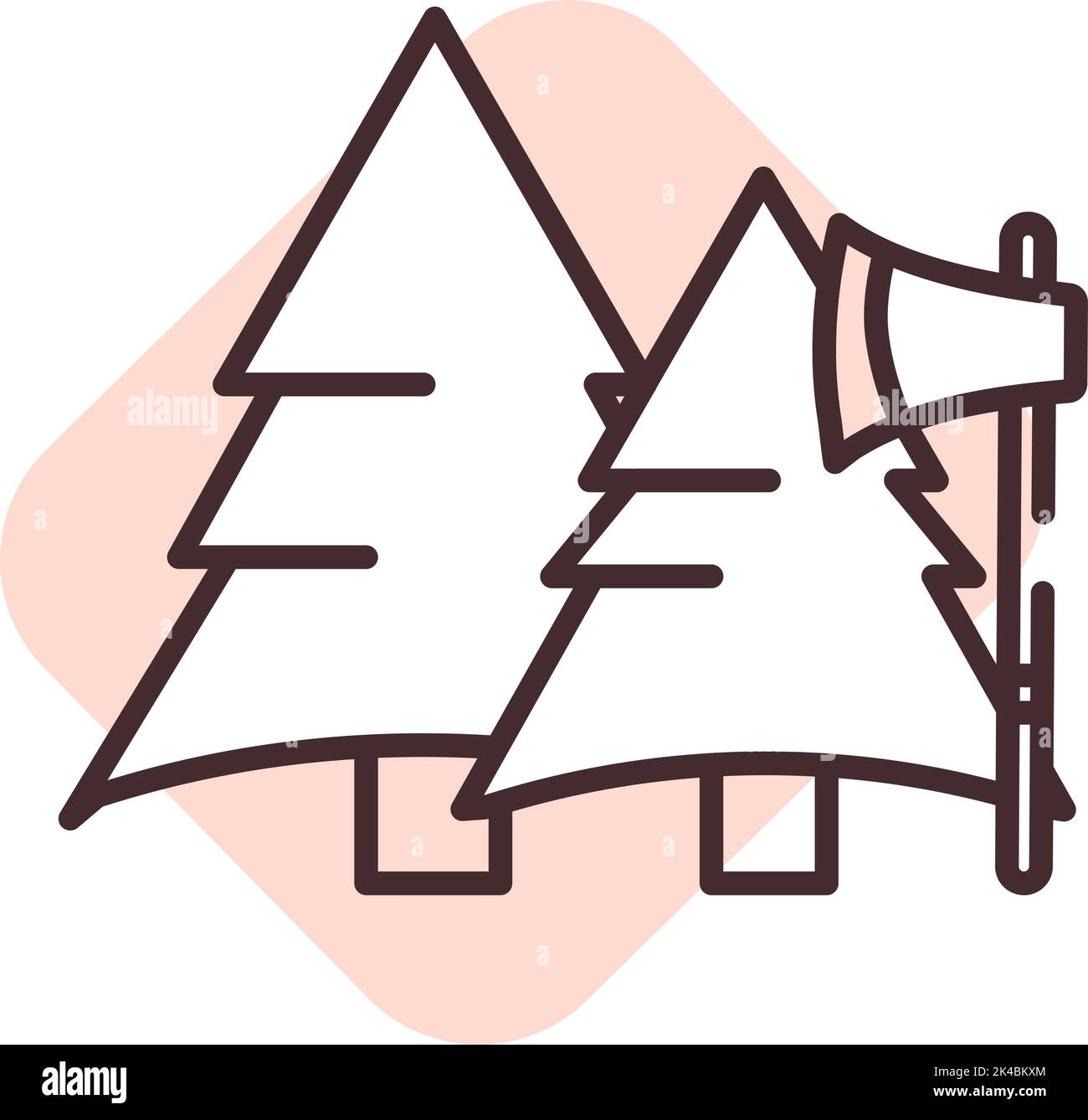 Disaster forest tree cutting, illustration, vector on white background