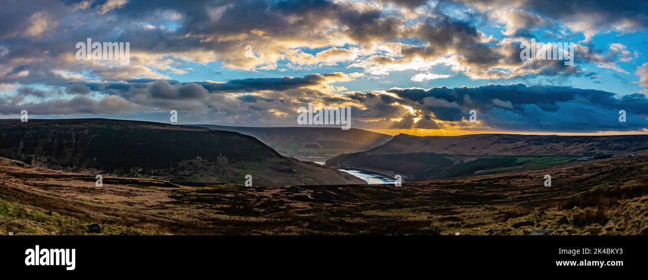 Police officers have searched this area for the remains of Keith Bennett on Saddleworth Moor. View from the A635 towards Dovestone reservoir Stock Photo