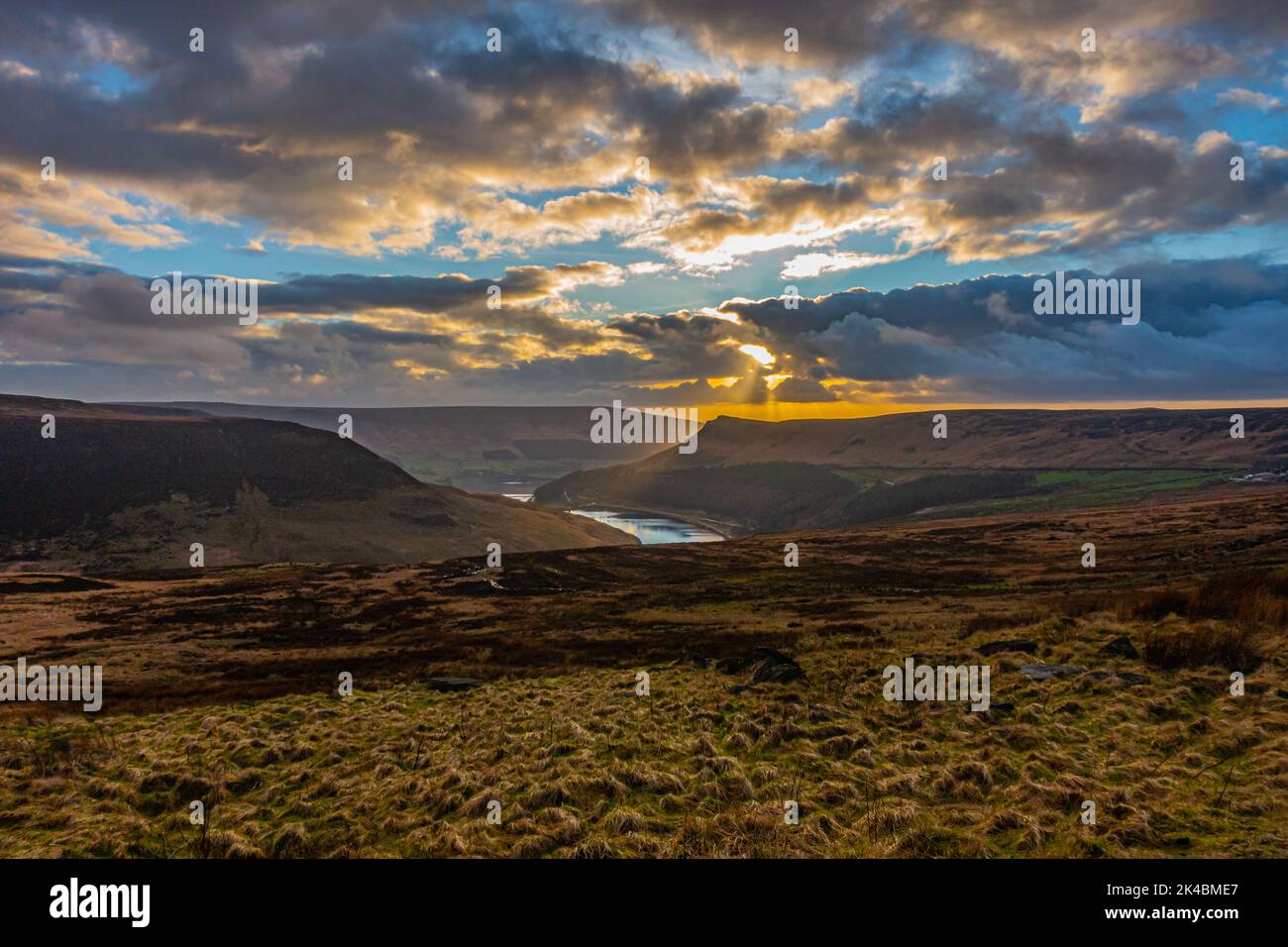 Police officers have searched this area for the remains of Keith Bennett on Saddleworth Moor. View from the A635 towards Dovestone reservoir Stock Photo