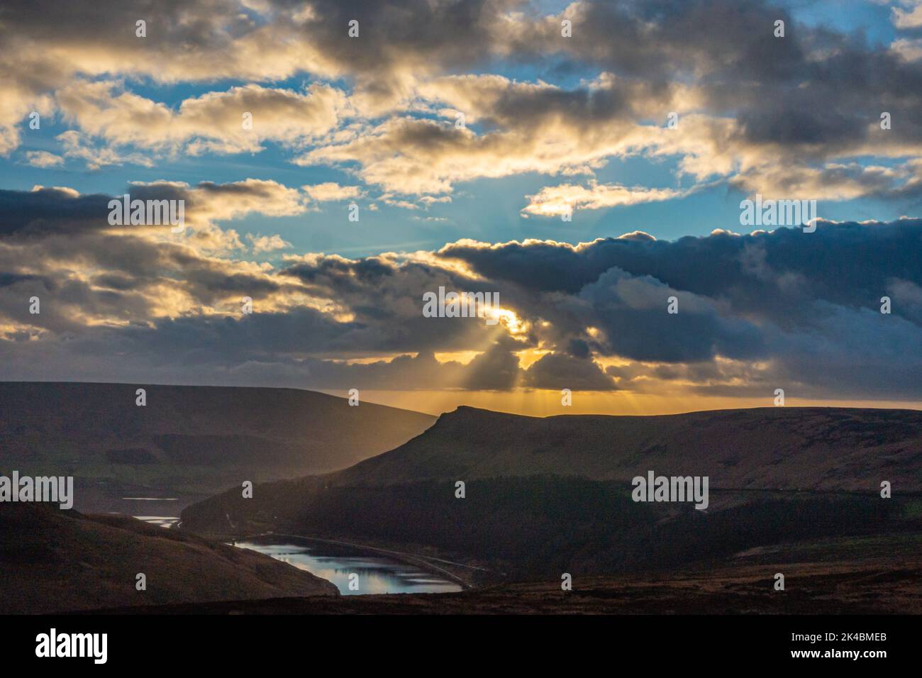 Police officers have searched this area for the remains of Keith Bennett on Saddleworth Moor. View from the A635 towards Dovestone reservoir Stock Photo