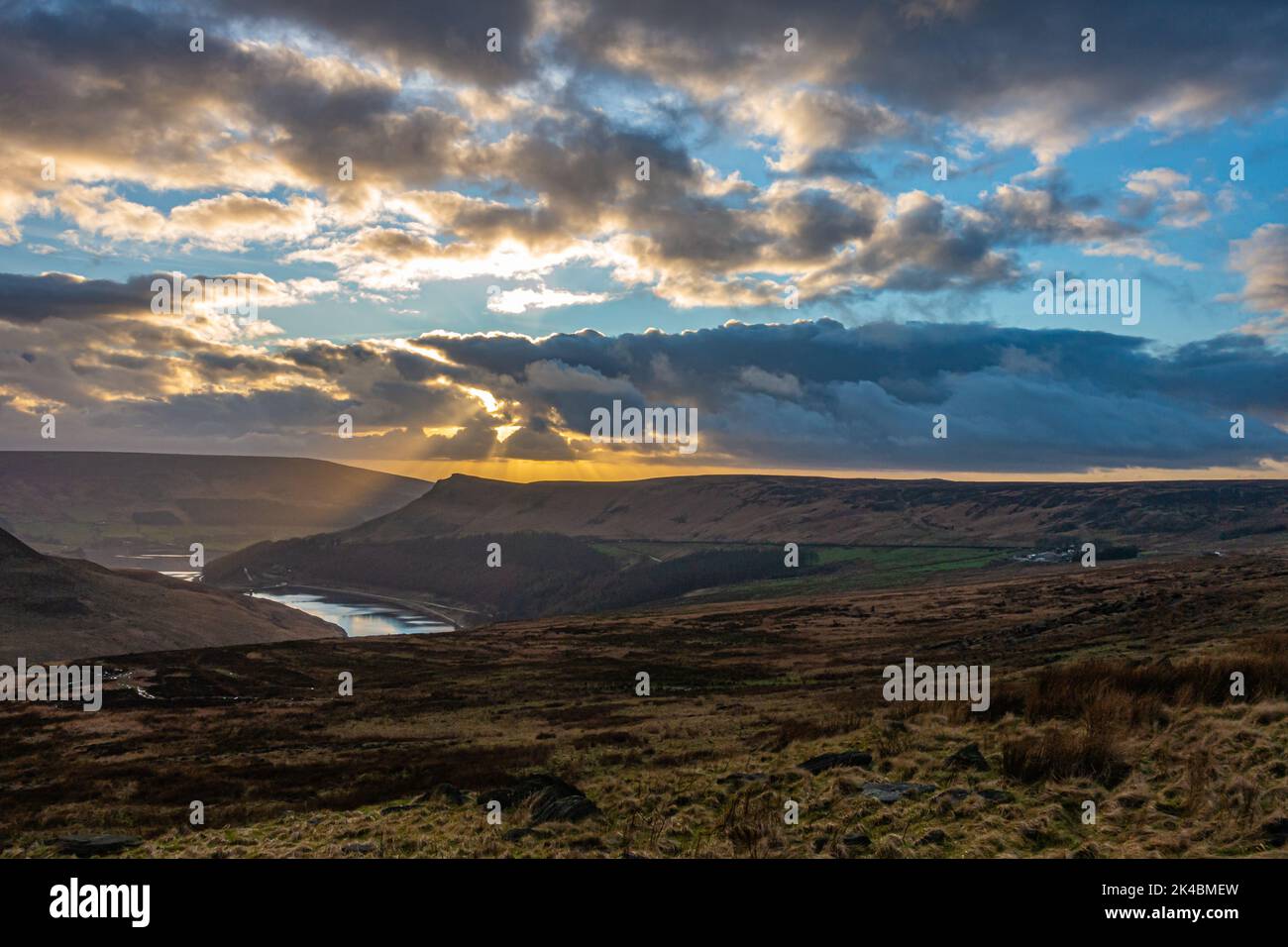 Police officers have searched this area for the remains of Keith Bennett on Saddleworth Moor. View from the A635 towards Dovestone reservoir Stock Photo