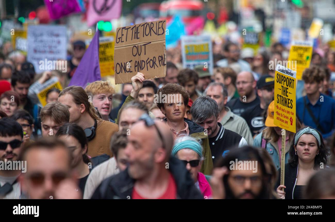 London, England, UK. 1st Oct, 2022. Thousands march in Enough is Enough rally in central London amid cost of living crisis in the UK. (Credit Image: © Tayfun Salci/ZUMA Press Wire) Stock Photo