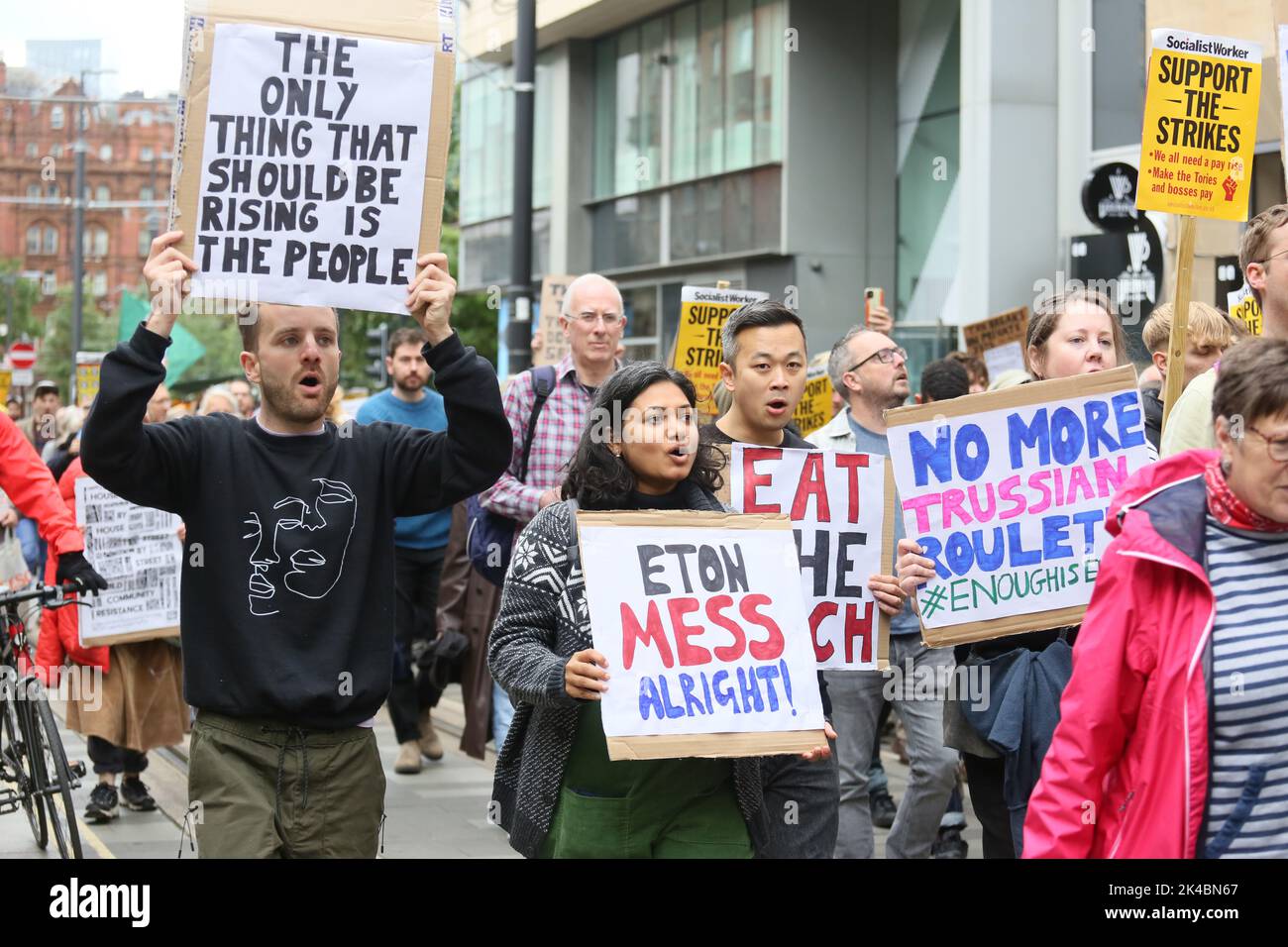 Manchester, UK. 1st October, 2022. Enough is enough cost of living  protest take place with hundreds taking to the city streets.  Manchester, UK. Credit: Barbara Cook/Alamy Live News Stock Photo