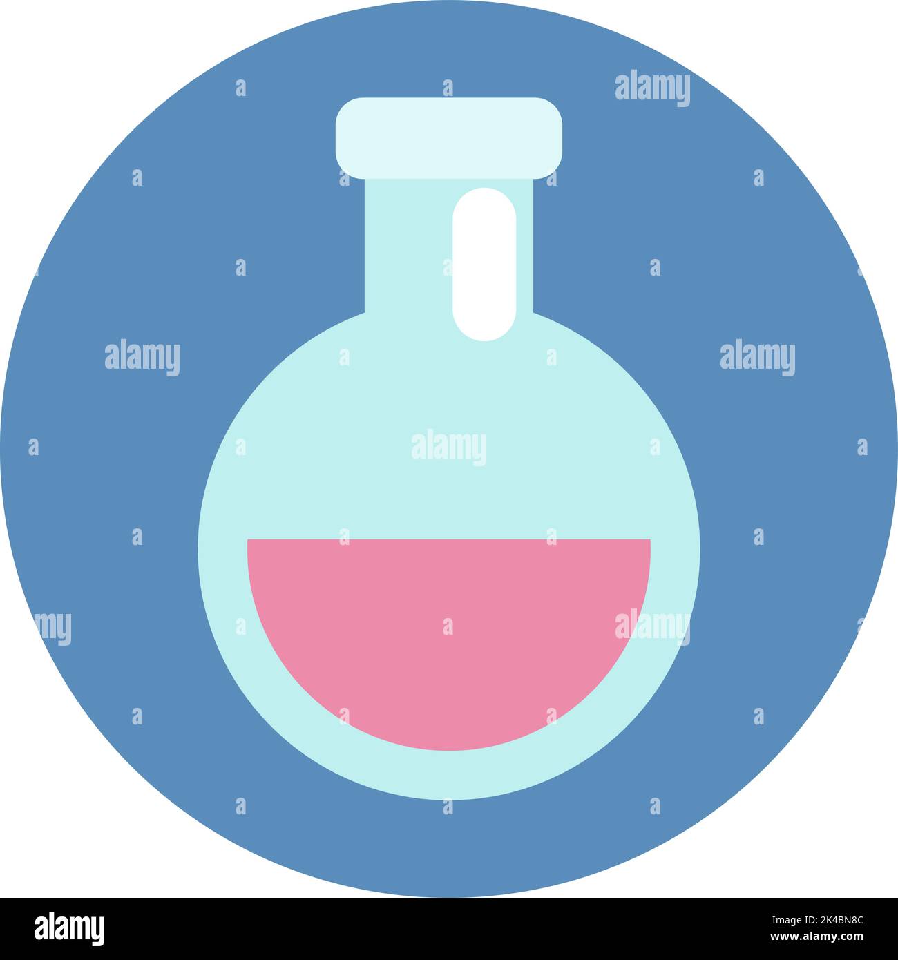 Pink chemical reaction, illustration, vector on white background. Stock Vector