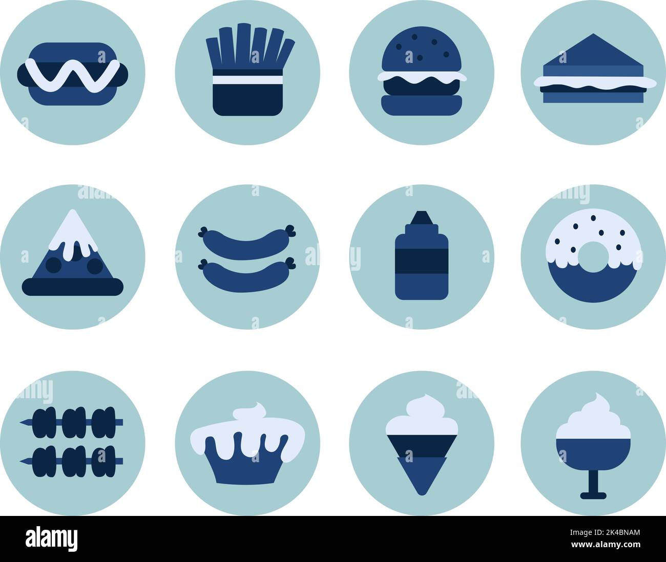 Junk food, illustration, vector on white background. Stock Vector