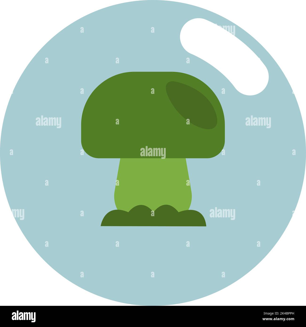 Green mushroom, illustration, vector on white background. Stock Vector