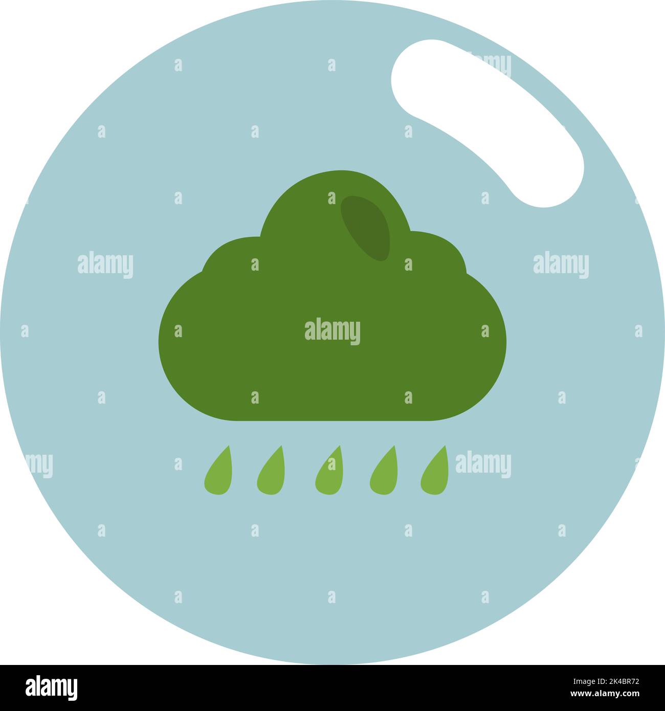 Green rain cloud, illustration, vector on white background. Stock Vector