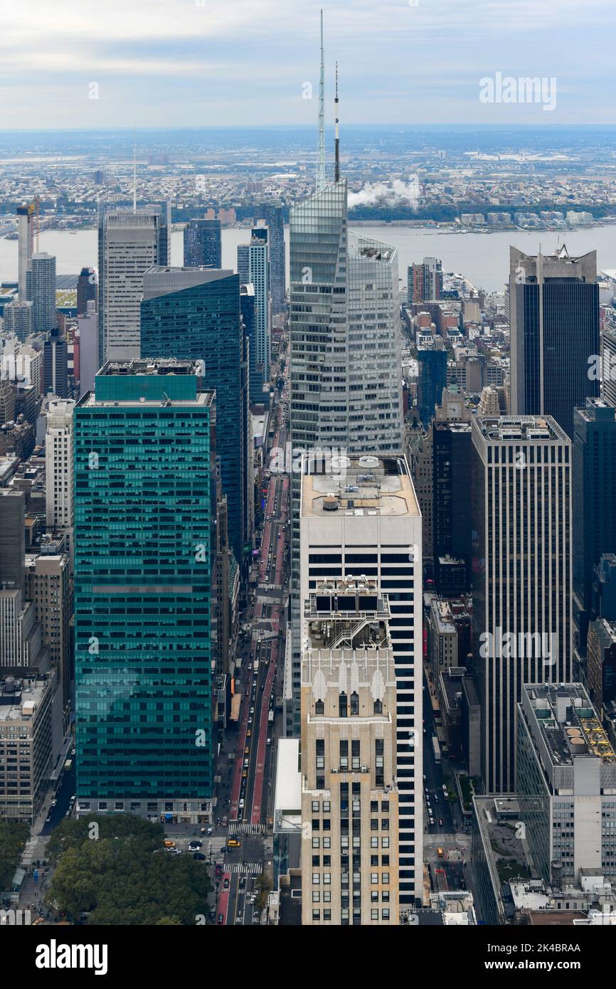 Aerial view of the New York City skyline from Midtown Manhattan Stock ...