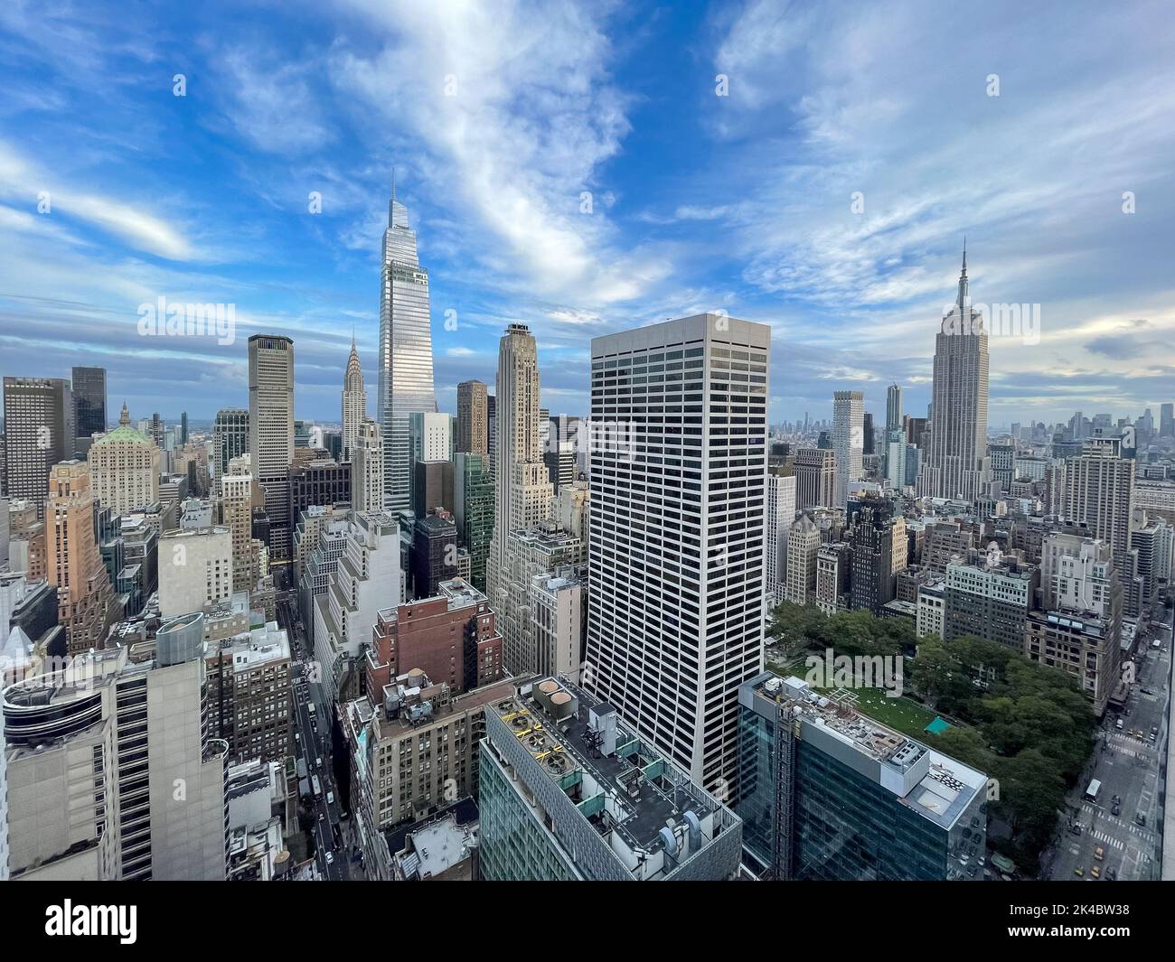 Aerial view of the Midtown skyline in Manhattan, New York City Stock ...