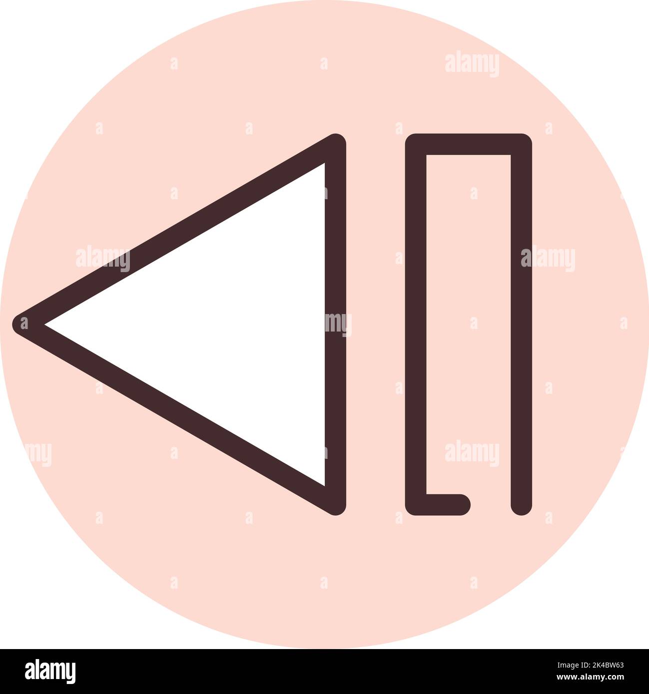 Play media rewind button, illustration, vector on white background. Stock Vector