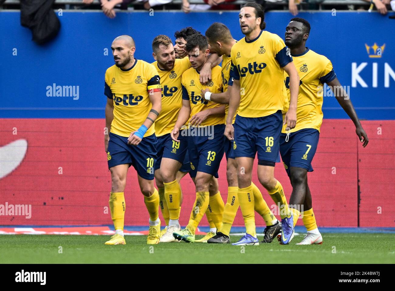 Union's Dante Vanzeir celebrates after scoring during a soccer match