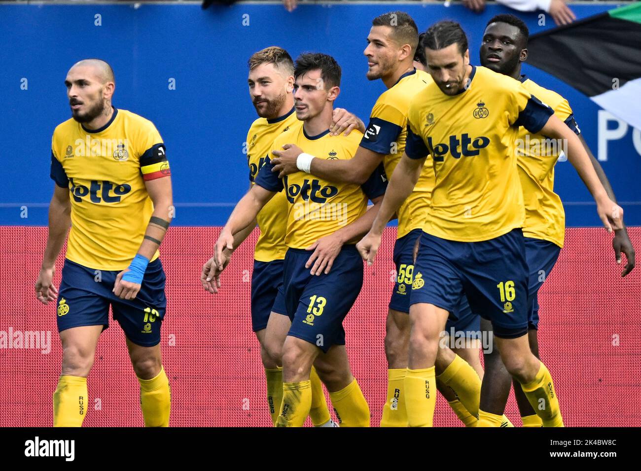 Union's Dante Vanzeir celebrates after scoring during a soccer match