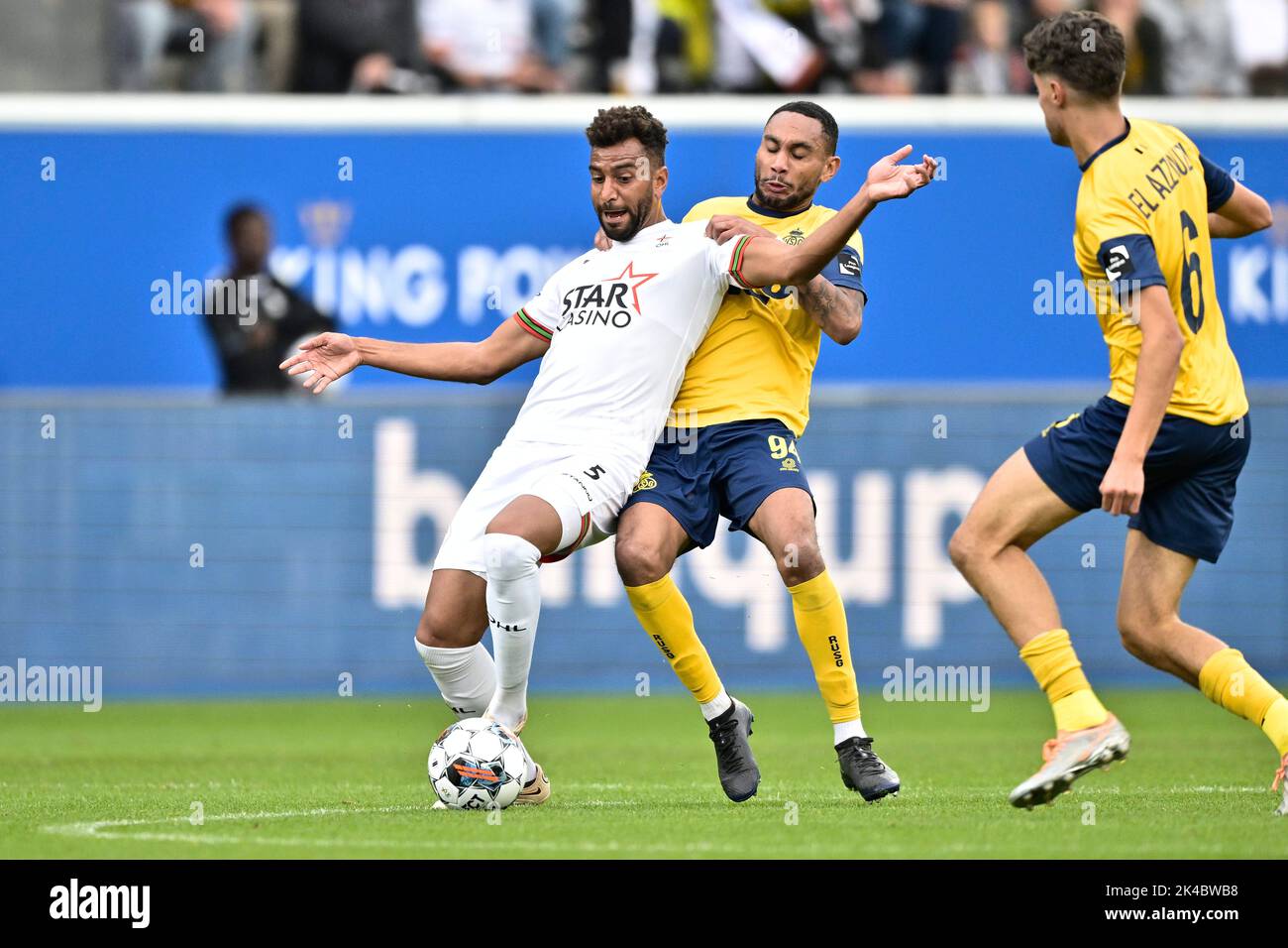 OHL's PierreYves Ngawa and Union's Loic Lapoussin fight for the ball
