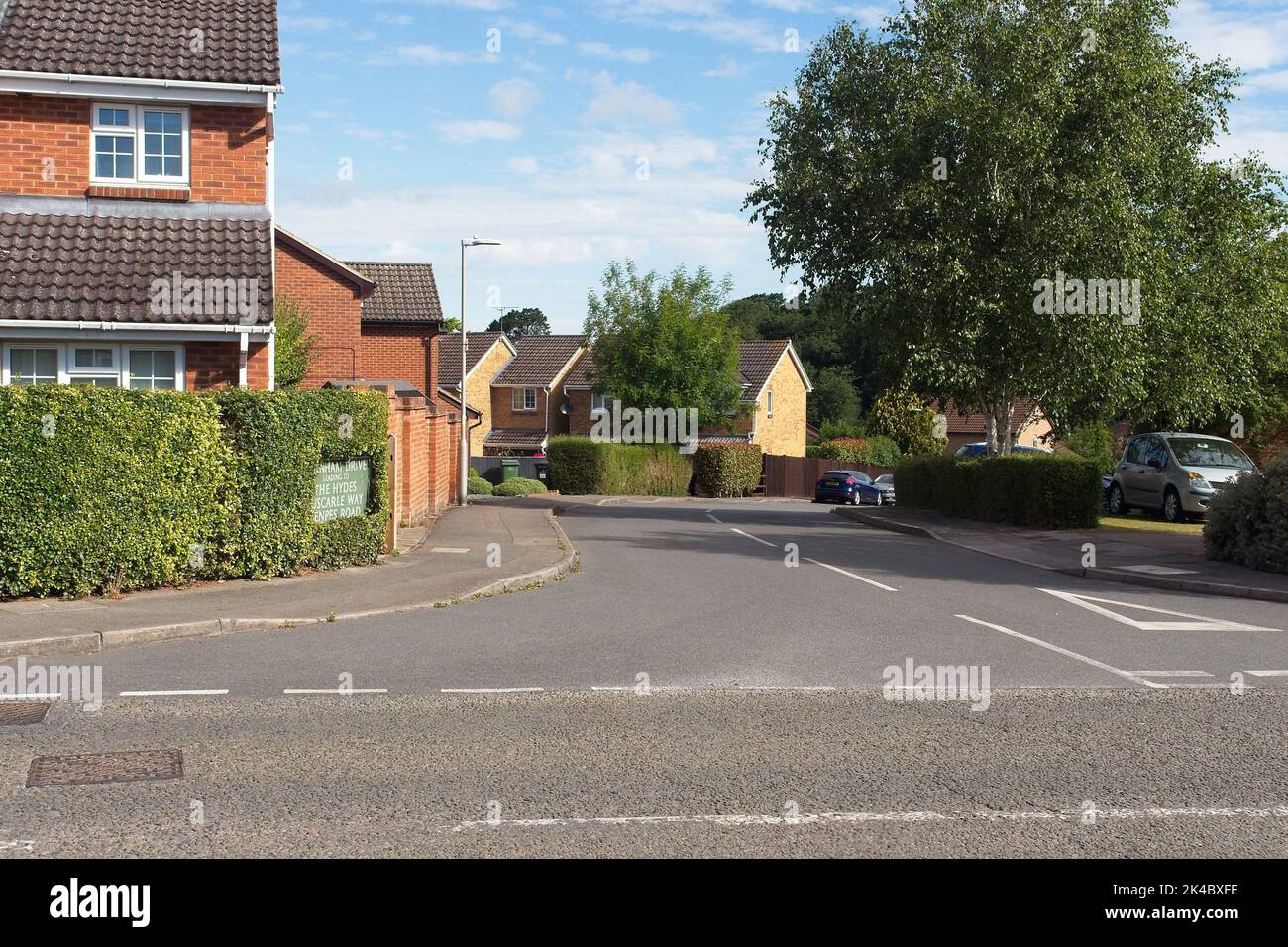 An empty street in West Berkshire by the River Thames in the United Kingdom on a sunny day Stock Photo