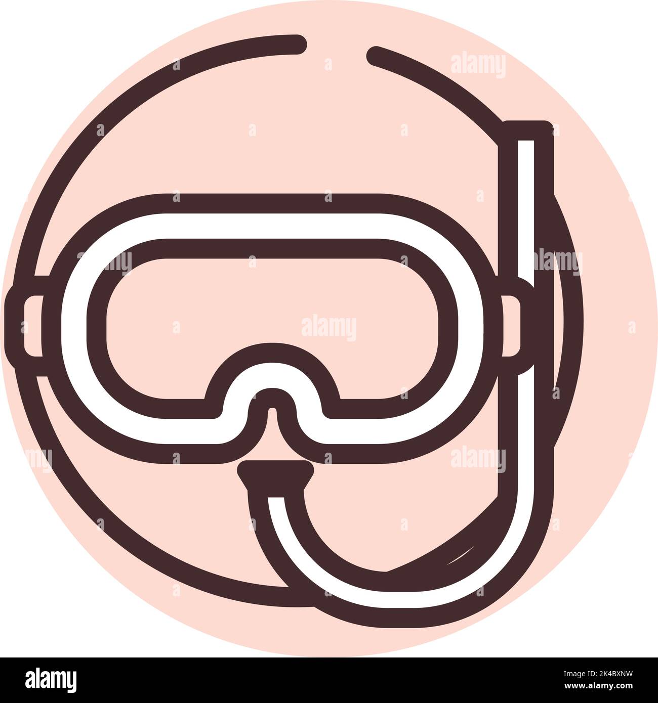 Pool diving mask, illustration, vector on white background. Stock Vector