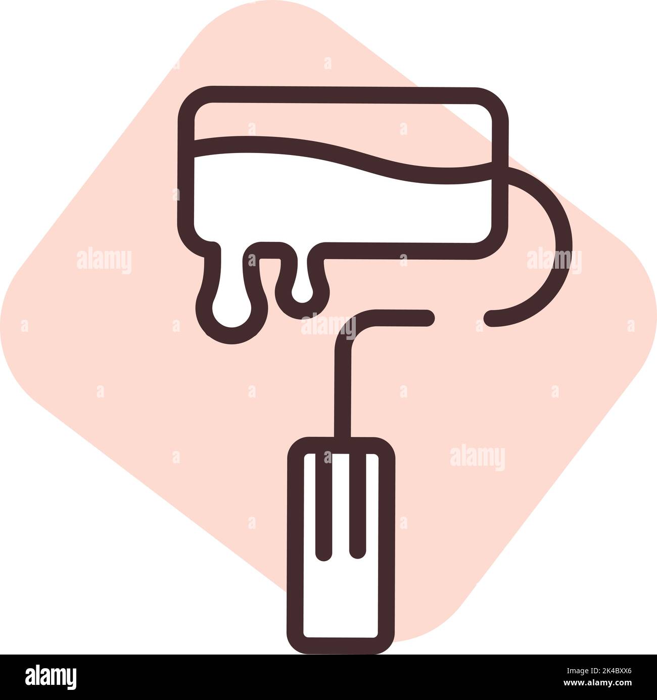 Printing paint roller, illustration, vector on white background. Stock Vector