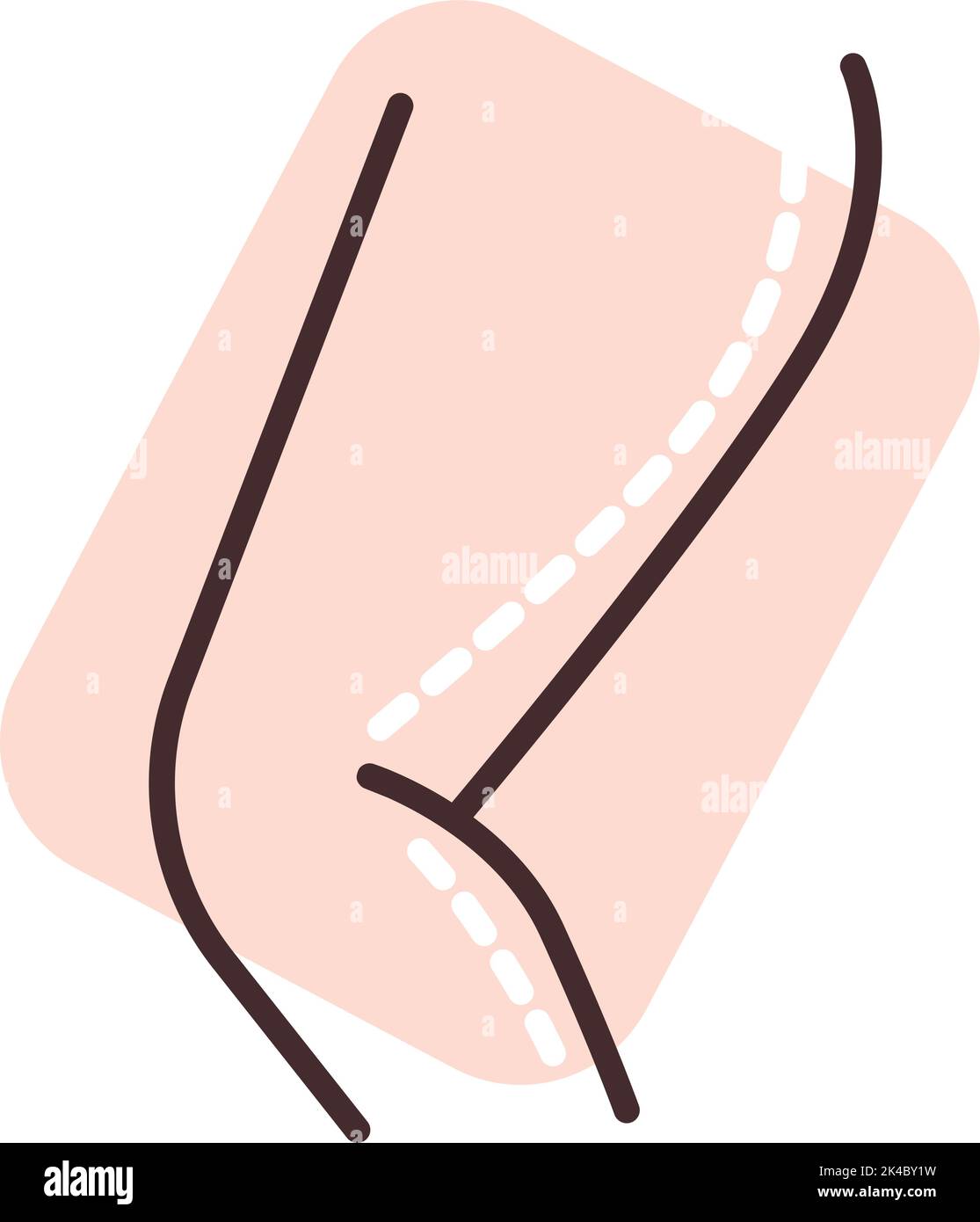 Thigh slimming surgery, illustration, vector on white background Stock