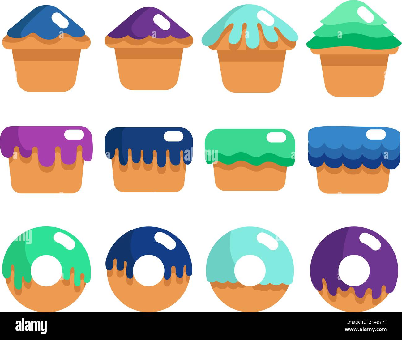 Bakery sweets, illustration, vector on white background Stock Vector