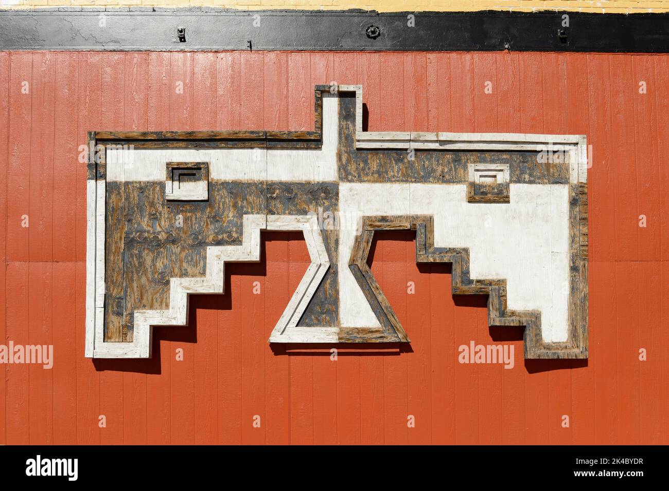 Native American artwork of an Eagle on a wall of the Snowdrift Native Artspace in downtown